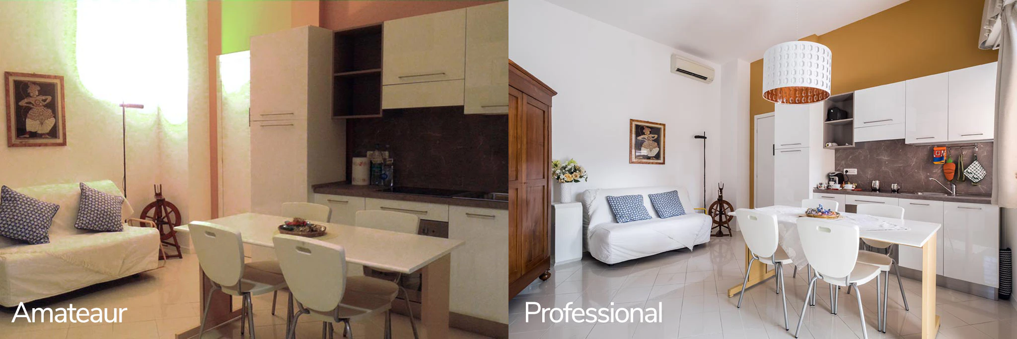 Airbnb listing depicting how professional photography makes a drastic difference in the quality of property photos